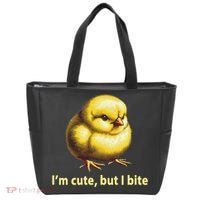CUTE BABY CHICK ANGRY CHICKEN FUNNY WOMEN ANIMAL EASTER Tote Bag thumb 0