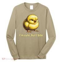 CUTE BABY CHICK ANGRY CHICKEN FUNNY WOMEN ANIMAL EASTER Long Sleeve Shirt thumb 0