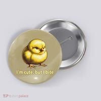 CUTE BABY CHICK ANGRY CHICKEN FUNNY WOMEN ANIMAL EASTER Button thumb 0