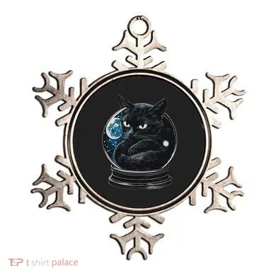 Cosmic Black Cat Crystal Globe Ornament