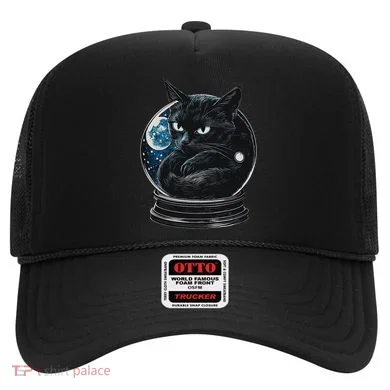 Cosmic Black Cat Crystal Globe Hat