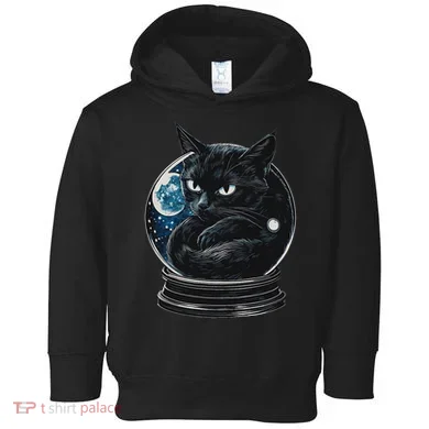 Cosmic Black Cat Crystal Globe Toddler Hoodie