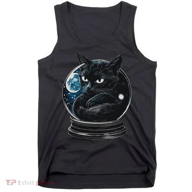 Cosmic Black Cat Crystal Globe Tank Top