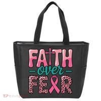 Cross Breast Cancer Faith Over Fear Tote Bag thumb 0