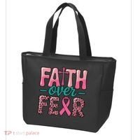 Cross Breast Cancer Faith Over Fear Tote Bag thumb 3