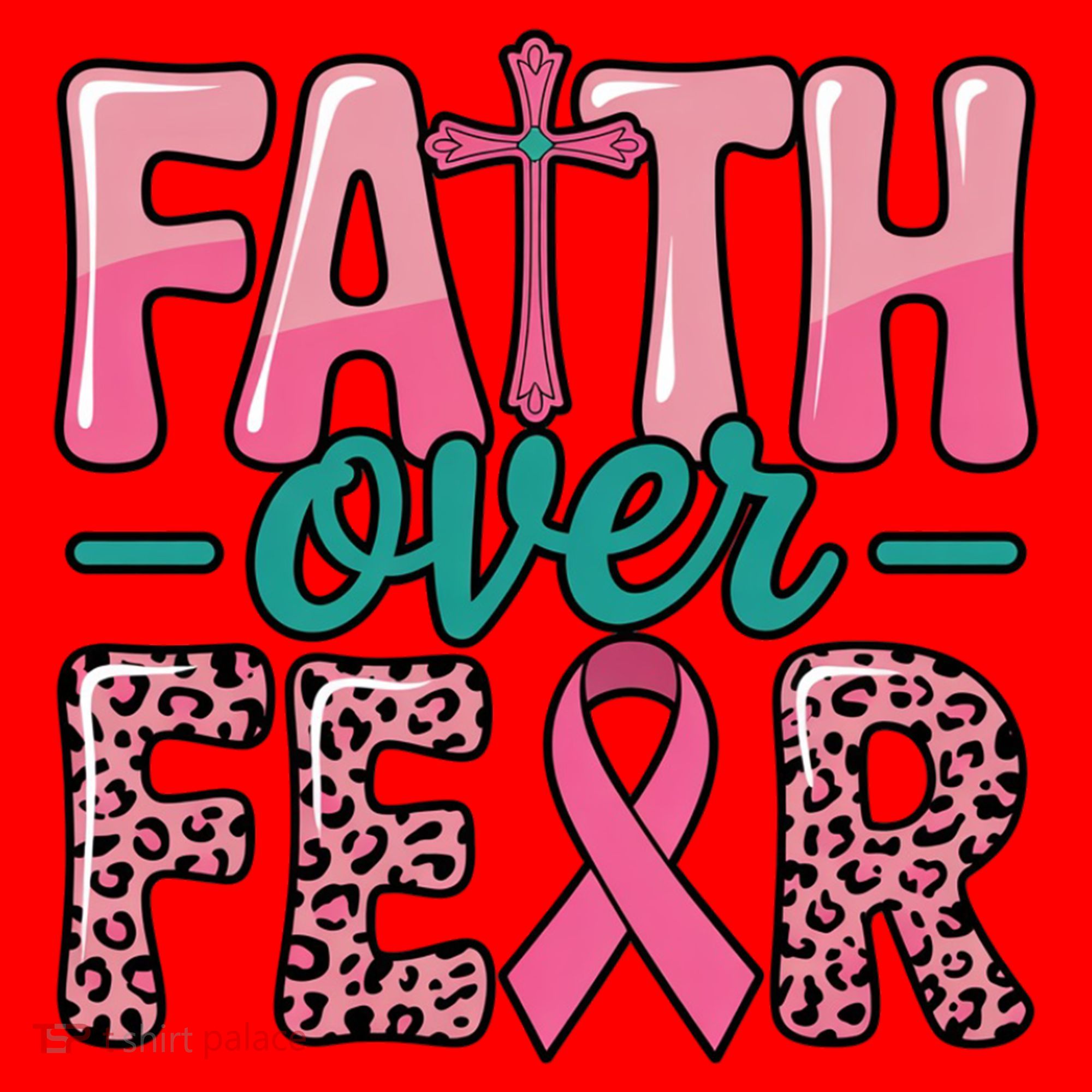 Cross Breast Cancer Faith Over Fear Santa Hat