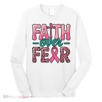 Cross Breast Cancer Faith Over Fear Long Sleeve Shirt thumb 0
