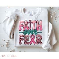 Cross Breast Cancer Faith Over Fear Sweatshirt thumb 2