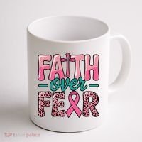 Cross Breast Cancer Faith Over Fear Coffee Mug thumb 1