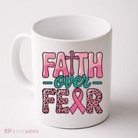 Cross Breast Cancer Faith Over Fear Coffee Mug thumb 0