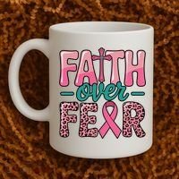 Cross Breast Cancer Faith Over Fear Coffee Mug thumb 2