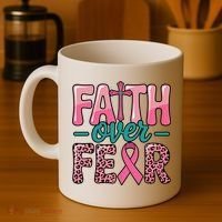 Cross Breast Cancer Faith Over Fear Coffee Mug thumb 4