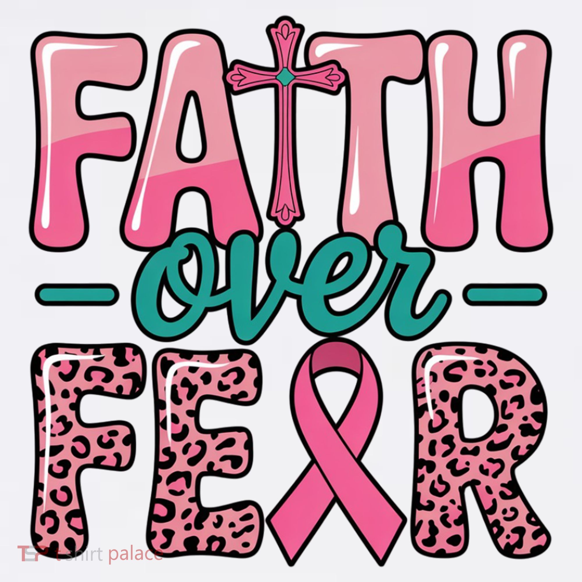 Cross Breast Cancer Faith Over Fear Mousepad