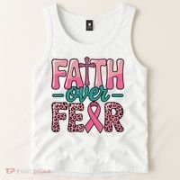 Cross Breast Cancer Faith Over Fear Tank Top thumb 2