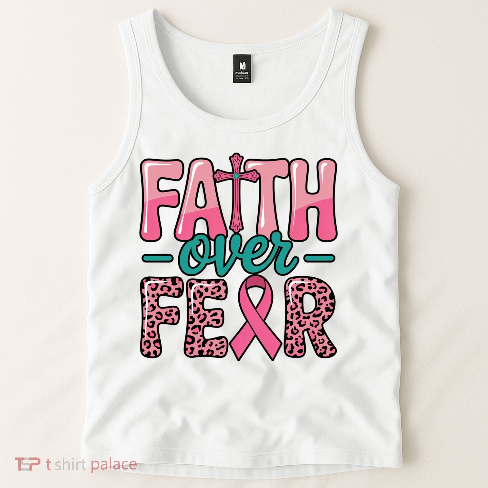 Cross Breast Cancer Faith Over Fear Tank Top
