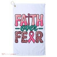 Cross Breast Cancer Faith Over Fear Golf Towel thumb 0