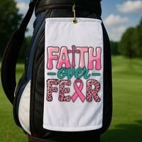 Cross Breast Cancer Faith Over Fear Golf Towel thumb 2