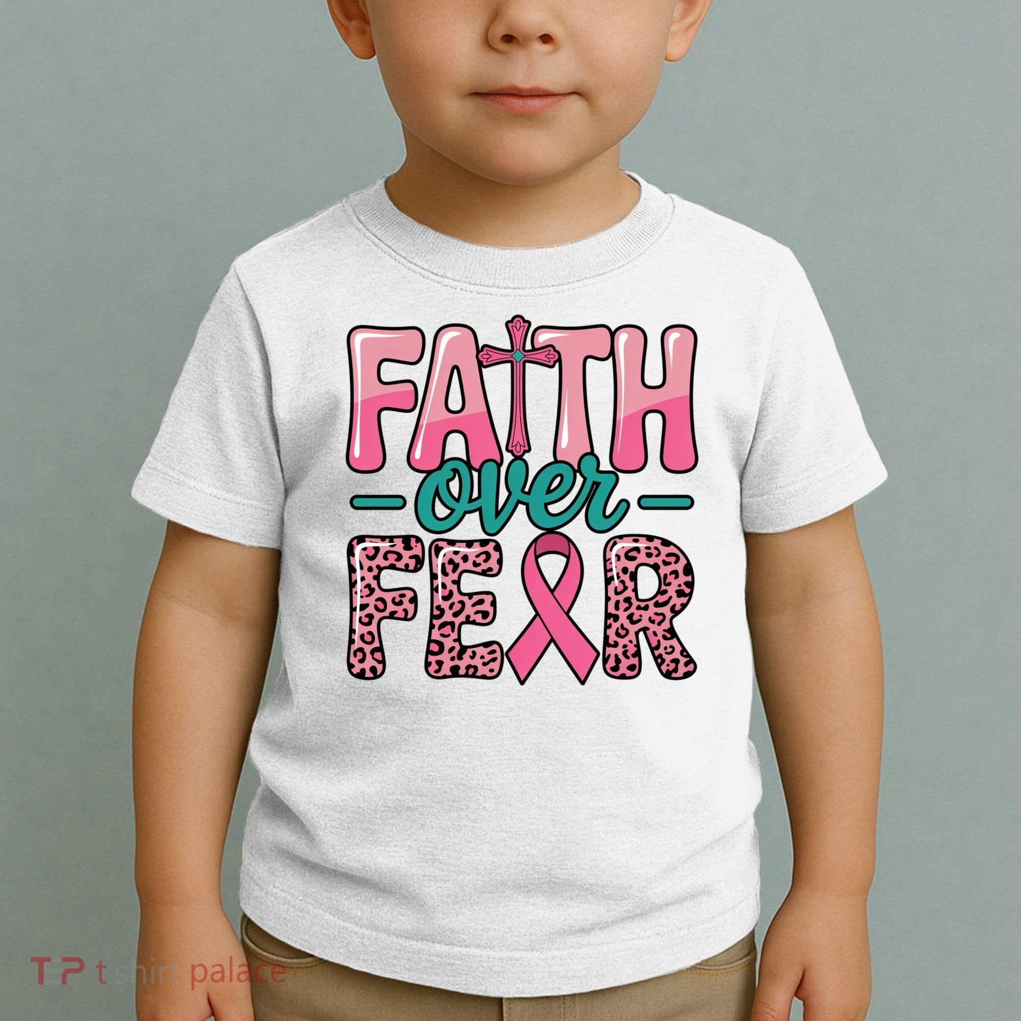 Cross Breast Cancer Faith Over Fear Toddler T-Shirt
