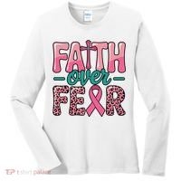 Cross Breast Cancer Faith Over Fear Women's Long Sleeve Shirt thumb 0