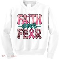 Cross Breast Cancer Faith Over Fear Kids Sweatshirt thumb 0