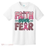 Cross Breast Cancer Faith Over Fear Kids T-Shirt thumb 0