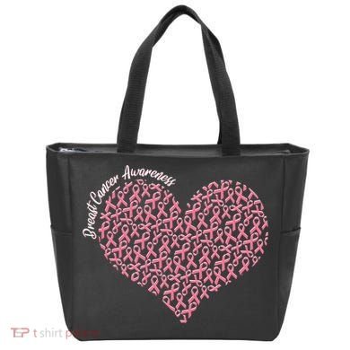 Cute Breast Cancer Awareness Ribbon Pattern Heart Bag