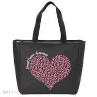 Cute Breast Cancer Awareness Ribbon Pattern Heart Tote Bag thumb 0
