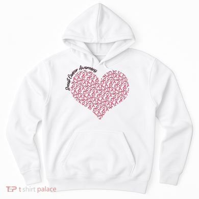 Cute Breast Cancer Awareness Ribbon Pattern Heart Hoodie