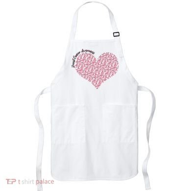 Cute Breast Cancer Awareness Ribbon Pattern Heart Apron