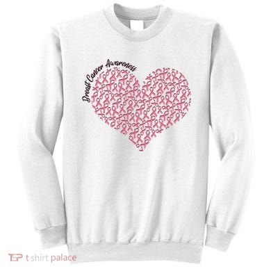 Cute Breast Cancer Awareness Ribbon Pattern Heart Sweatshirt