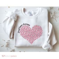 Cute Breast Cancer Awareness Ribbon Pattern Heart Sweatshirt thumb 2
