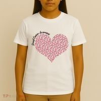 Cute Breast Cancer Awareness Ribbon Pattern Heart T-Shirt thumb 4