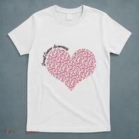 Cute Breast Cancer Awareness Ribbon Pattern Heart T-Shirt thumb 5