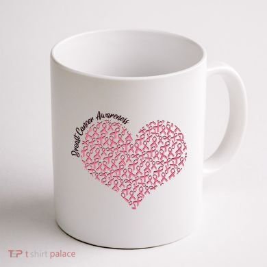 Cute Breast Cancer Awareness Ribbon Pattern Heart Coffee Mug back