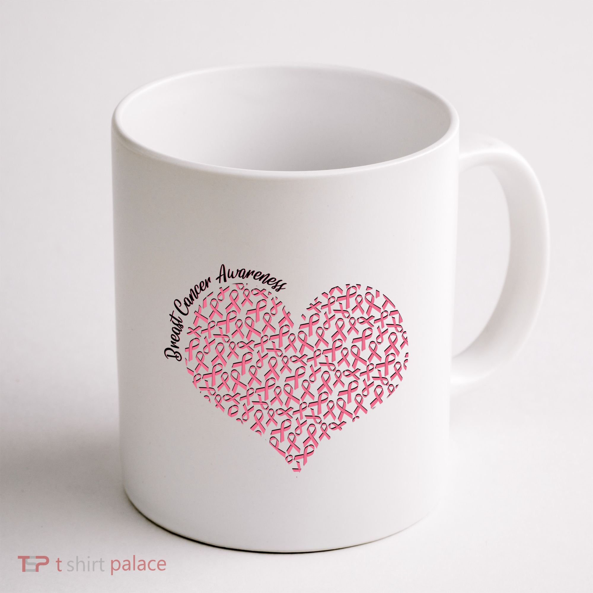 Cute Breast Cancer Awareness Ribbon Pattern Heart Coffee Mug