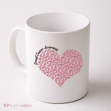 Cute Breast Cancer Awareness Ribbon Pattern Heart Coffee Mug