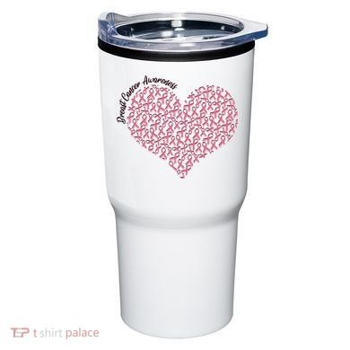 Cute Breast Cancer Awareness Ribbon Pattern Heart Tumbler