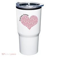 Cute Breast Cancer Awareness Ribbon Pattern Heart Tumbler thumb 0