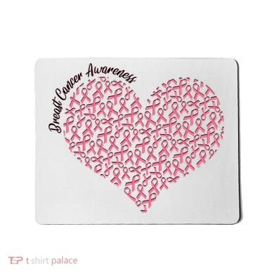 Cute Breast Cancer Awareness Ribbon Pattern Heart Mousepad