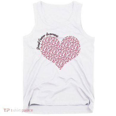Cute Breast Cancer Awareness Ribbon Pattern Heart Tank Top