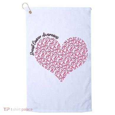 Cute Breast Cancer Awareness Ribbon Pattern Heart Golf Towel