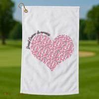 Cute Breast Cancer Awareness Ribbon Pattern Heart Golf Towel thumb 1