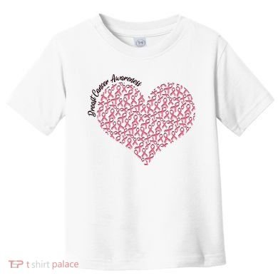 Cute Breast Cancer Awareness Ribbon Pattern Heart Toddler T-Shirt