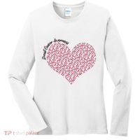 Cute Breast Cancer Awareness Ribbon Pattern Heart Women's Long Sleeve Shirt thumb 0