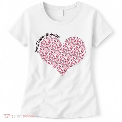 Cute Breast Cancer Awareness Ribbon Pattern Heart Women's T-Shirt
