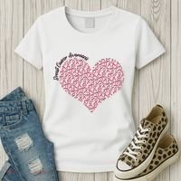 Cute Breast Cancer Awareness Ribbon Pattern Heart Women's T-Shirt thumb 3