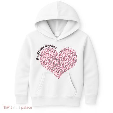 Cute Breast Cancer Awareness Ribbon Pattern Heart Kids Hoodie