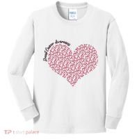 Cute Breast Cancer Awareness Ribbon Pattern Heart Kids Long Sleeve Shirt thumb 0