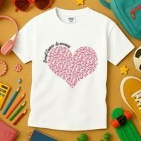 Cute Breast Cancer Awareness Ribbon Pattern Heart Kids T-Shirt thumb 3