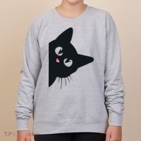 Cute Black Cat Halloween Costume Kitten Adult Women's Sweatshirt thumb 0